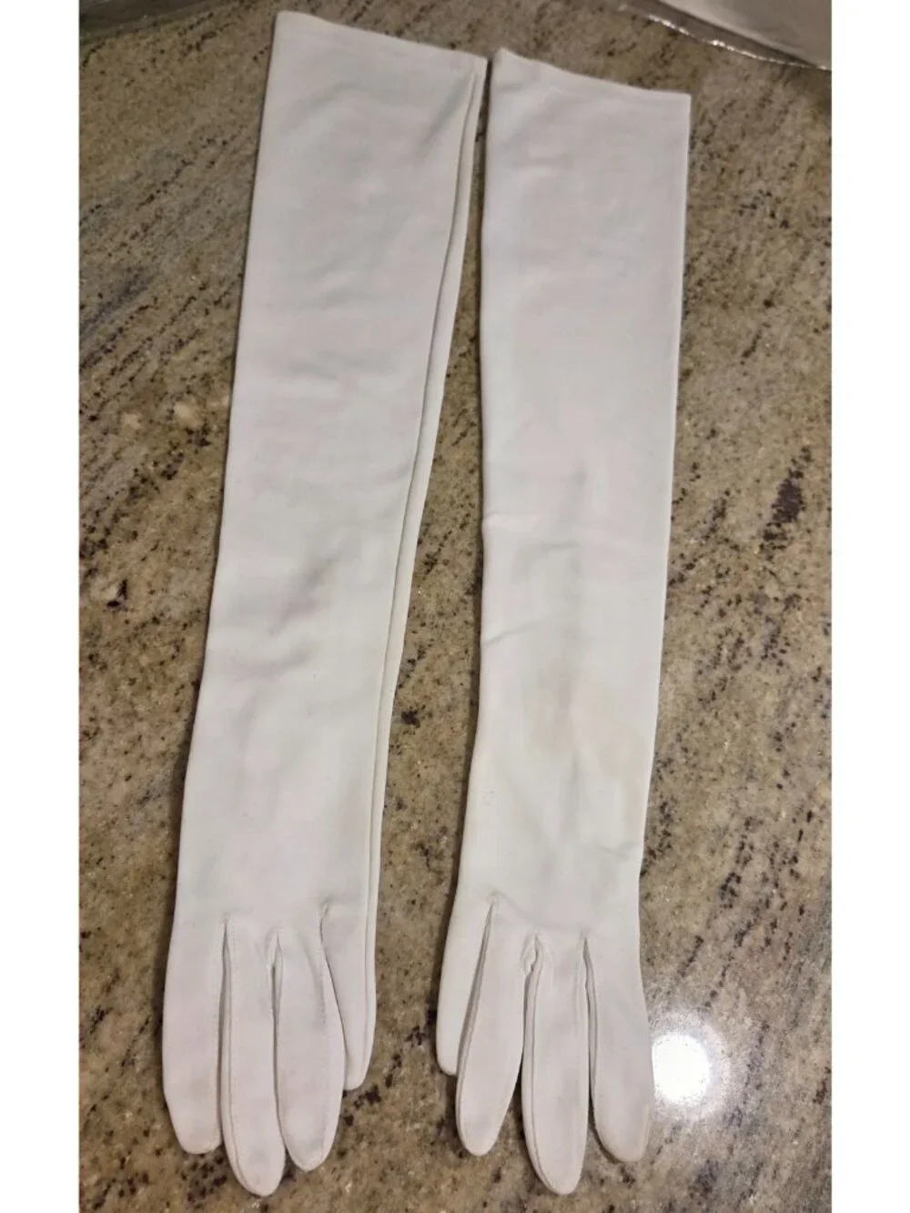 Vtg Womens Size M 7 Off-White Nylon Formal Opera Gloves 22